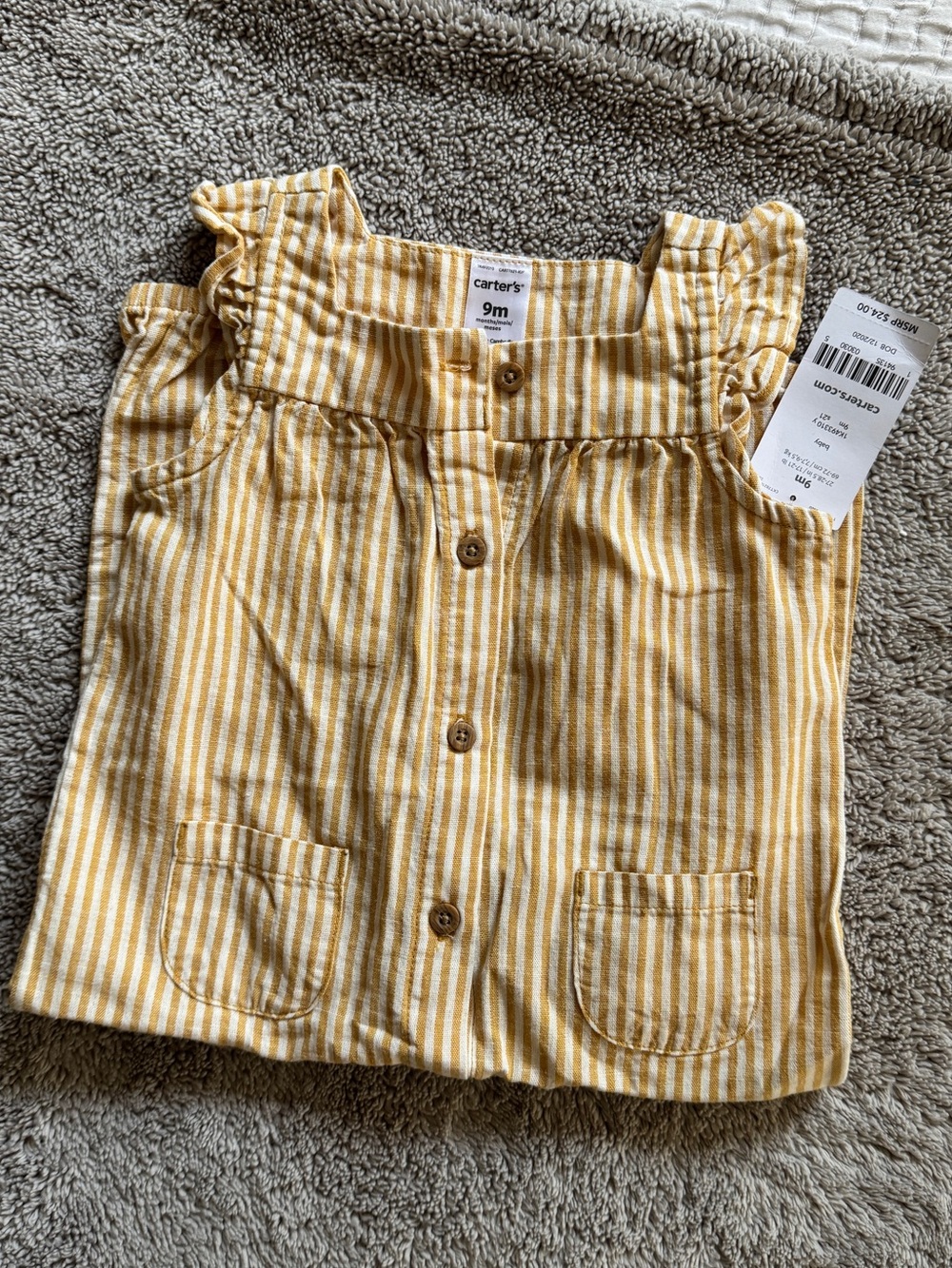 NWT Carter’s Yellow Striped Jumpsuit size 9M